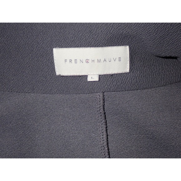 French Mauve Knit Tunic Blazer Women L Gray Open Stretch Pockets Business Casual - Picture 5 of 5